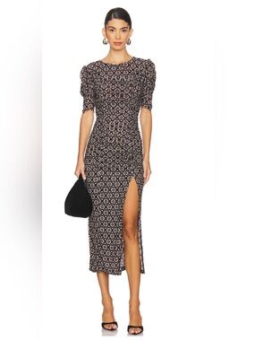 NWT Free People Briella Ruched Mesh Maxi Midi Dress Multicolor Size M